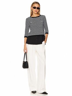 COS Blouse Silk Striped Button-Back Top sweater